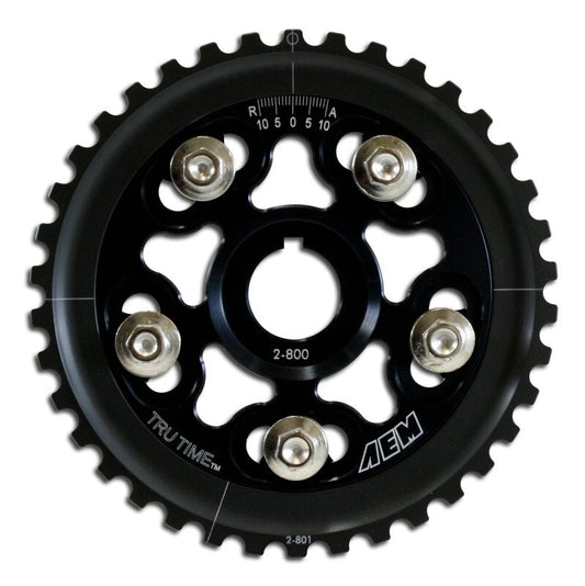 FR SPORT AEM Electronics Tru-Time Cam Gear Black 5-Bolt Honda D15B7 D16A6 & D16Z6 - View 2