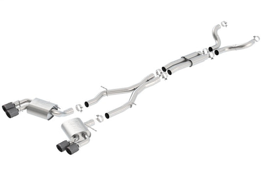 FR SPORT Borla 16-17 Chevy Camaro 6.2L 4in Dual CF Tips w/Black Core Dual Split Exit ATAK Catback...