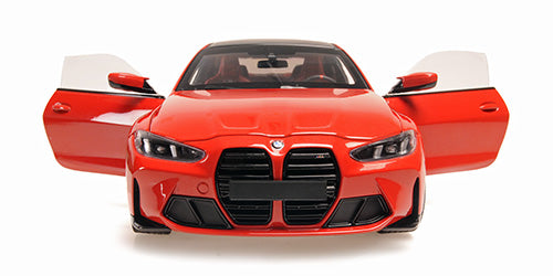 Minichamps 2024 BMW M4 Coupe (G82) w/ Black Carbon Roof Toronto Red Metallic 1:18