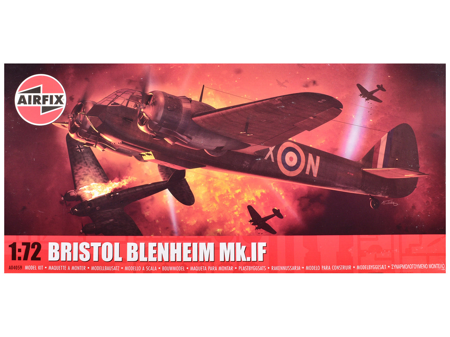Level 2 Model Kit Bristol Blenheim Mk.IF Aircraft with 2 Scheme Options 1/72 Plastic Model Kit by Airfix free shipping USA