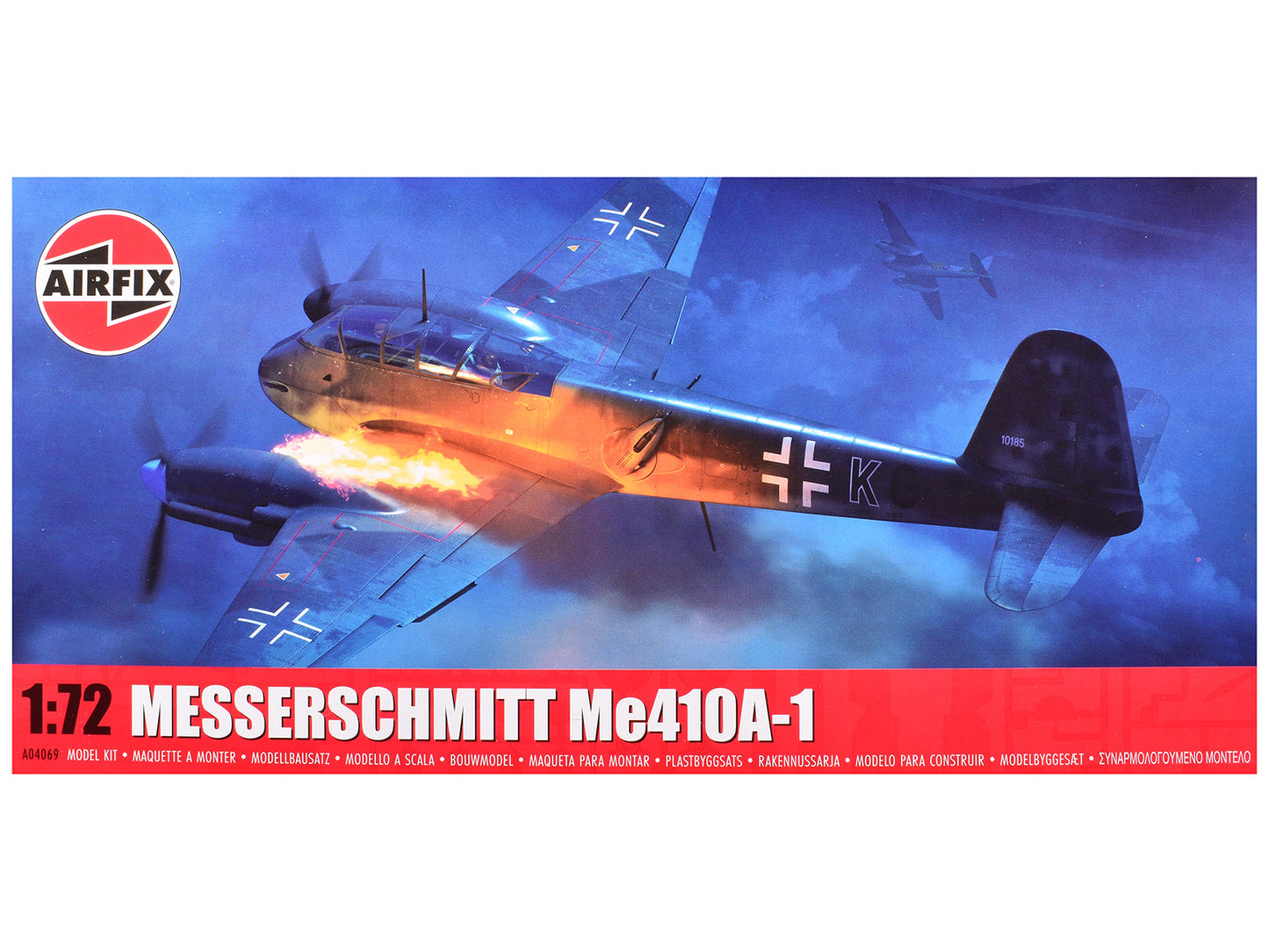 Level 2 Model Kit Messerschmitt Me410A-1 Fighter Aircraft with 2 Scheme Options 1/72 Plastic Model Kit by Airfix free shipping USA