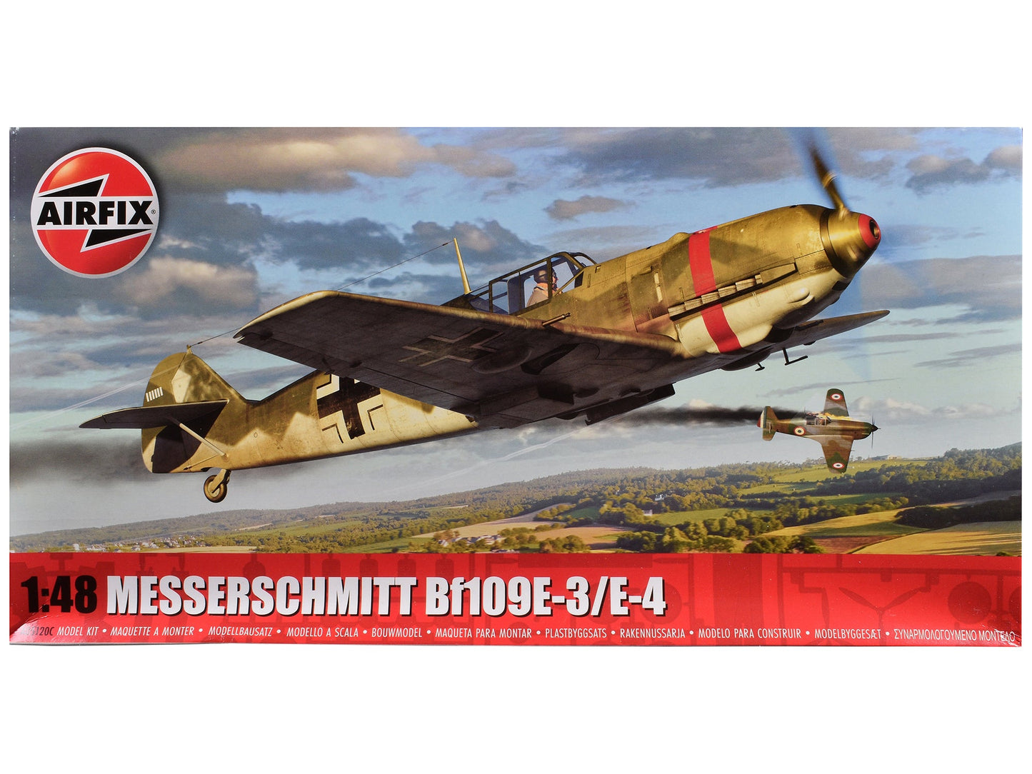 Level 2 Model Kit Messerschmitt Bf109E-3/E-4 Fighter Aircraft with Scheme Options 1/48 Plastic Model Kit by Airfix free shipping USA
