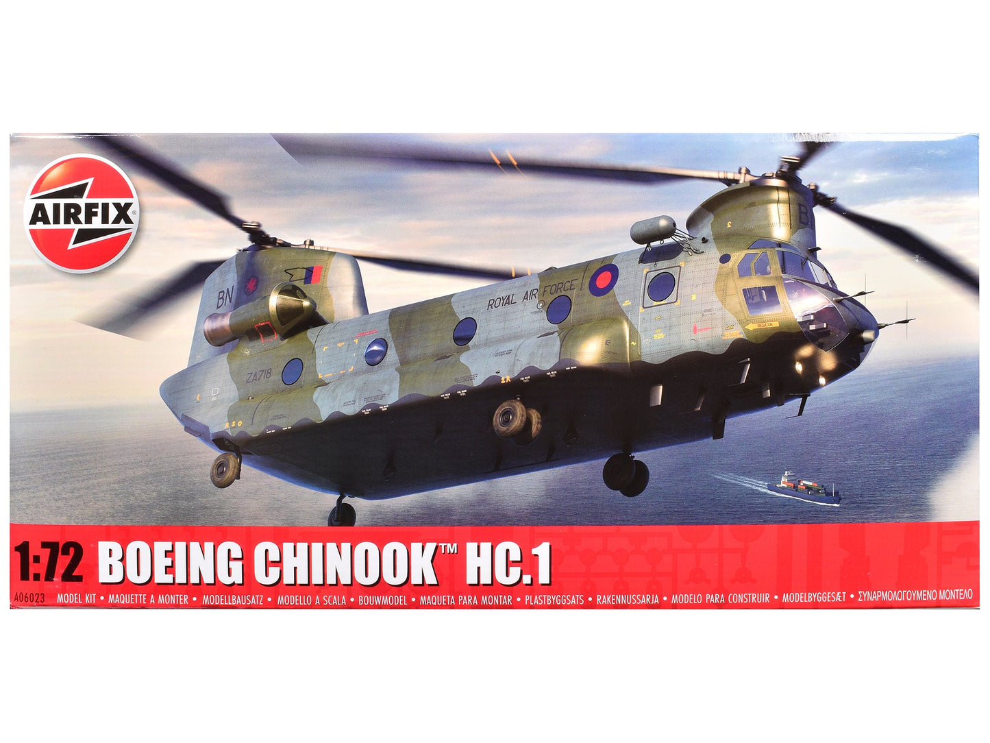 Level 3 Model Kit Boeing Chinook HC.1 Helicopter with 2 Scheme Options 1/72 Plastic Model Kit by Airfix free shipping USA