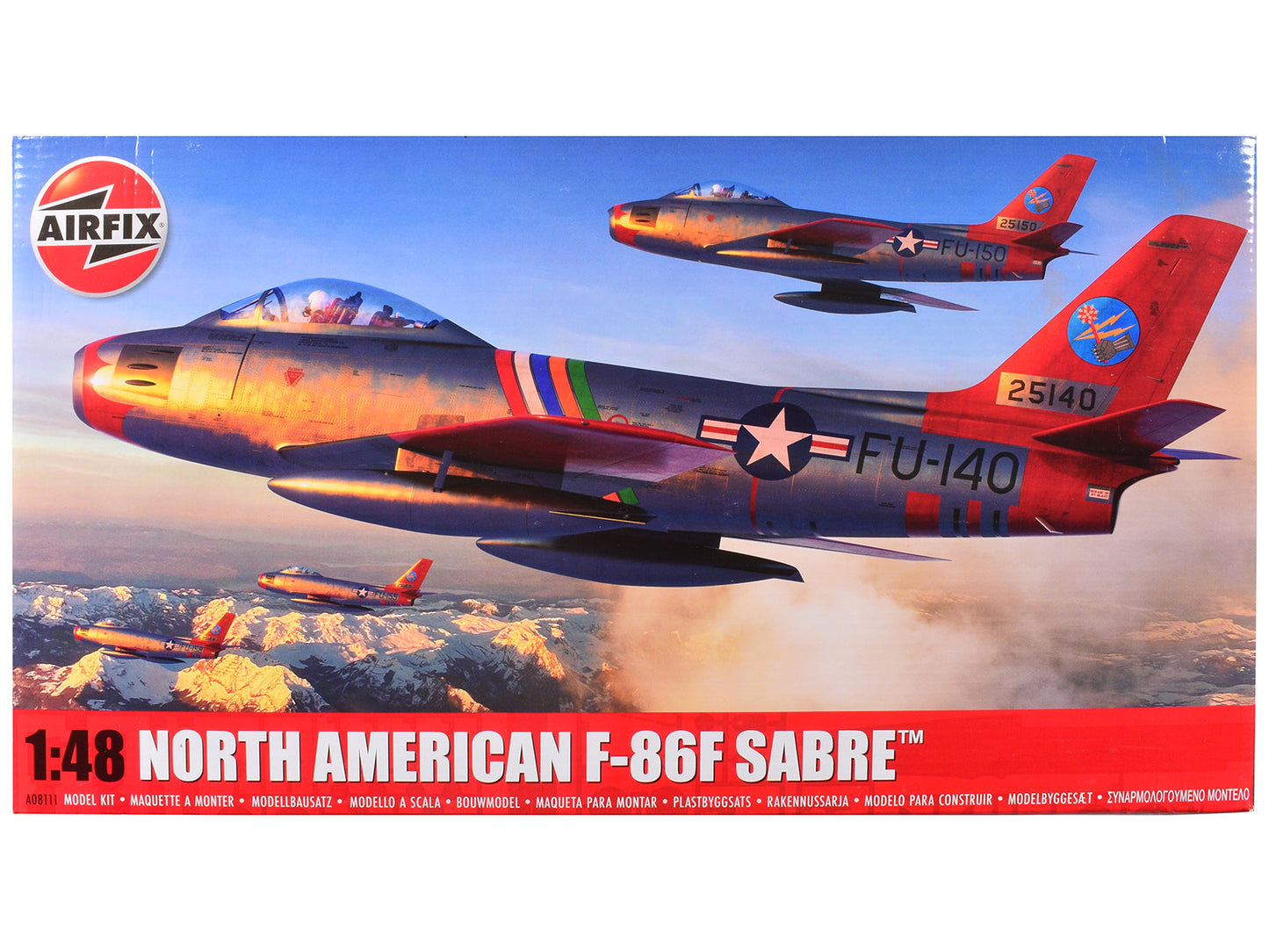 Level 2 Model Kit North American F-86F Sabre Aircraft with 2 Scheme Options 1/48 Plastic Model Kit by Airfix free shipping USA