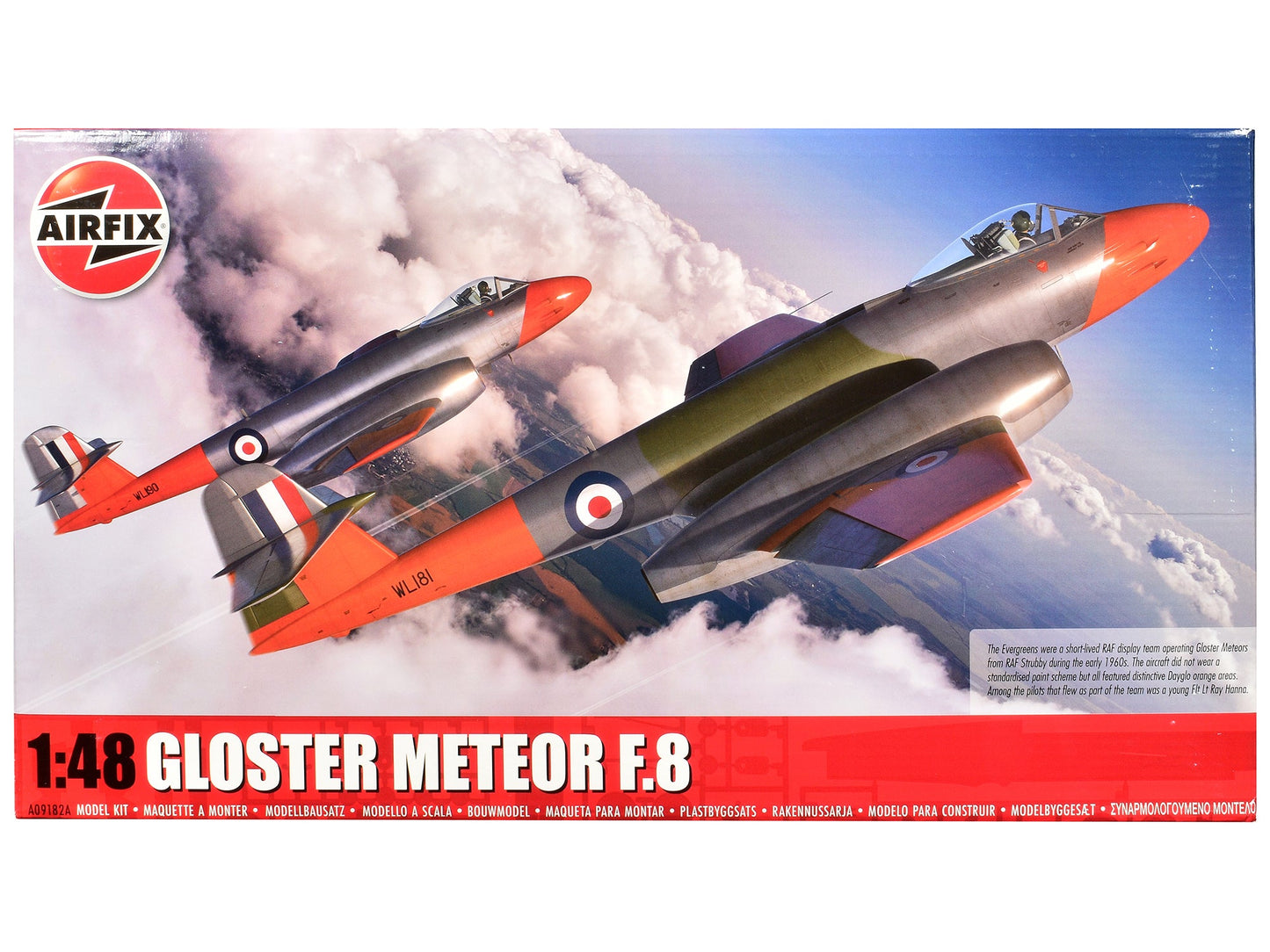Level 3 Model Kit Gloster Meteor F.8 Aircraft with 2 Scheme Options 1/48 Plastic Model Kit by AirfixA09182A free shipping USA