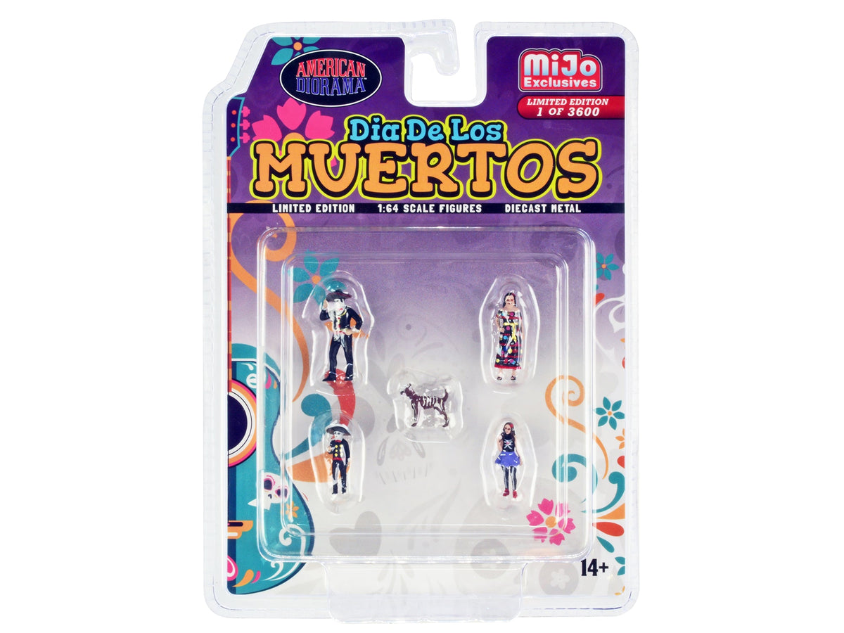 Rapid Vehicles "Dia de los Muertos" 5 piece Diecast Set (2 Adults 2 Children 1 Dog Figures)...