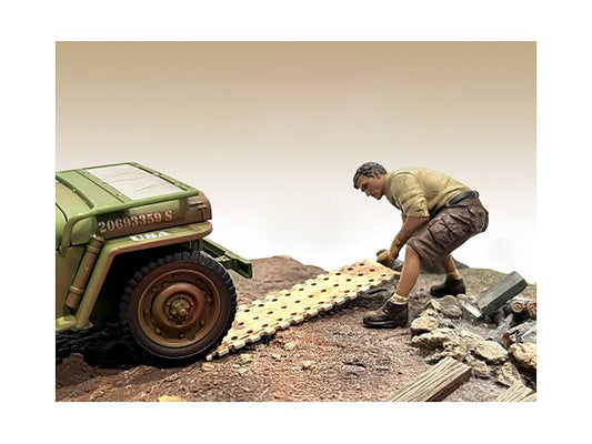 "4X4 Mechanic" Figure 2 with Board Accessory for 1/18 Scale Models by American Diorama free shipping USA