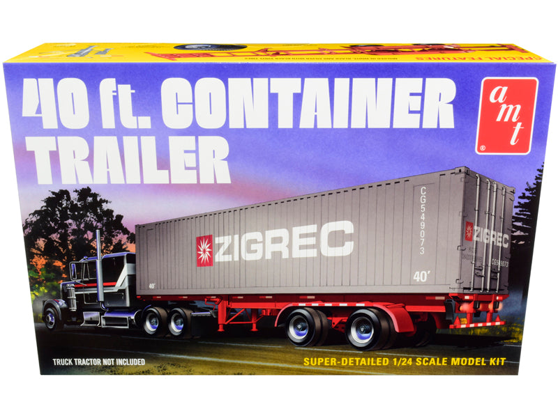 Skill 3 Model Kit 40' Container Trailer 1/24 Scale Model by AMT free shipping USA