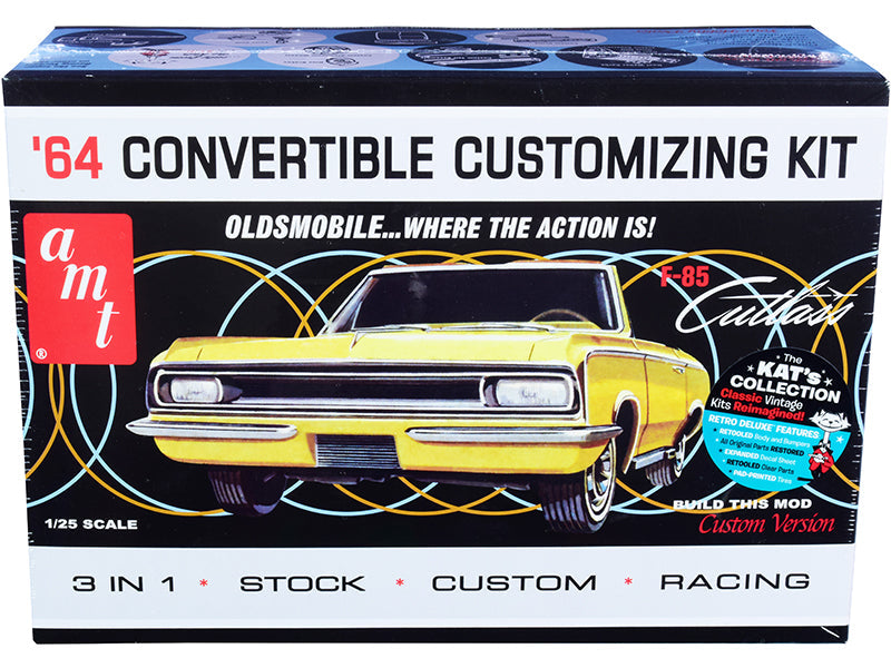 Skill 2 Model Kit 1964 Oldsmobile Cutlass F-85 Convertible 3-in-1 Kit 1/25 Scale Model by AMT free shipping USA