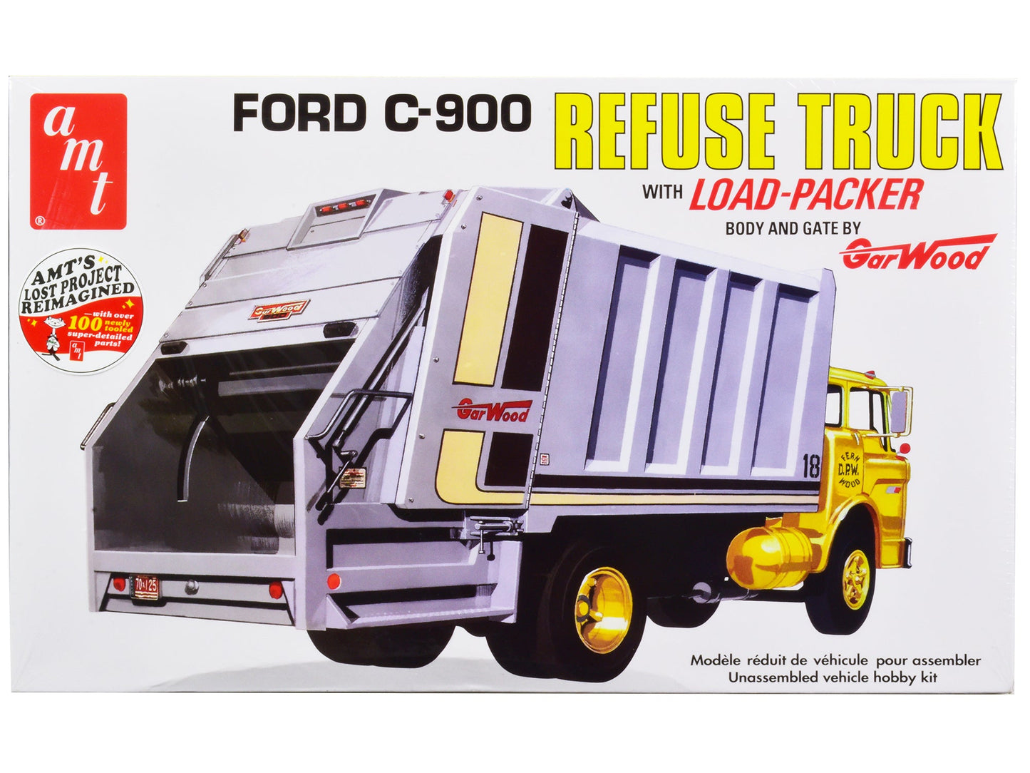 Skill 3 Model Kit Ford C-900 GarWood Refuse Garbage Truck with Load-Packer 1/25 Scale Model by AMT free shipping USA