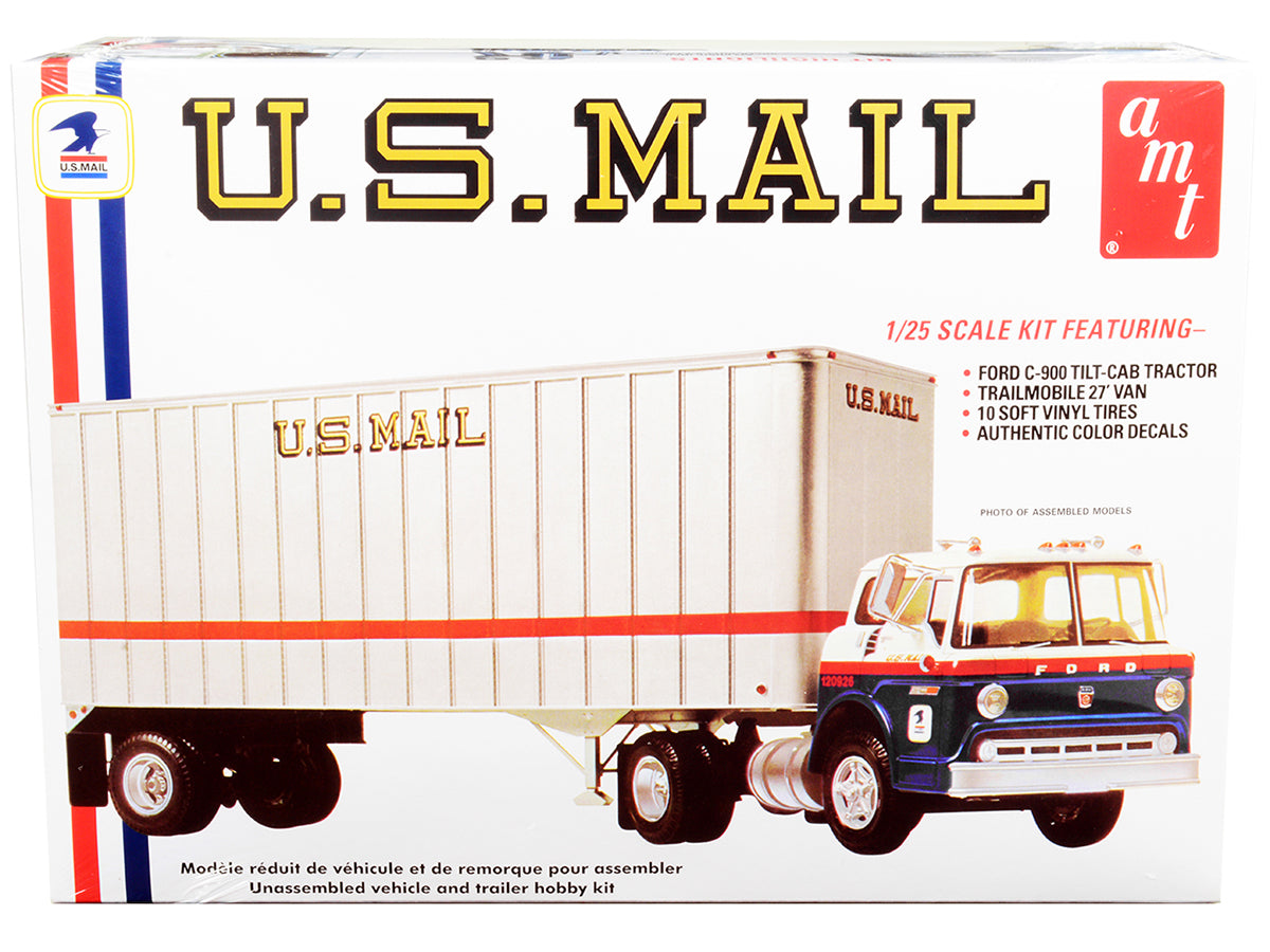 Rapid Vehicles Skill 3 Model Kit Ford C900 Truck Tractor with Trailer "U.S. Mail" 1/25 Scale...