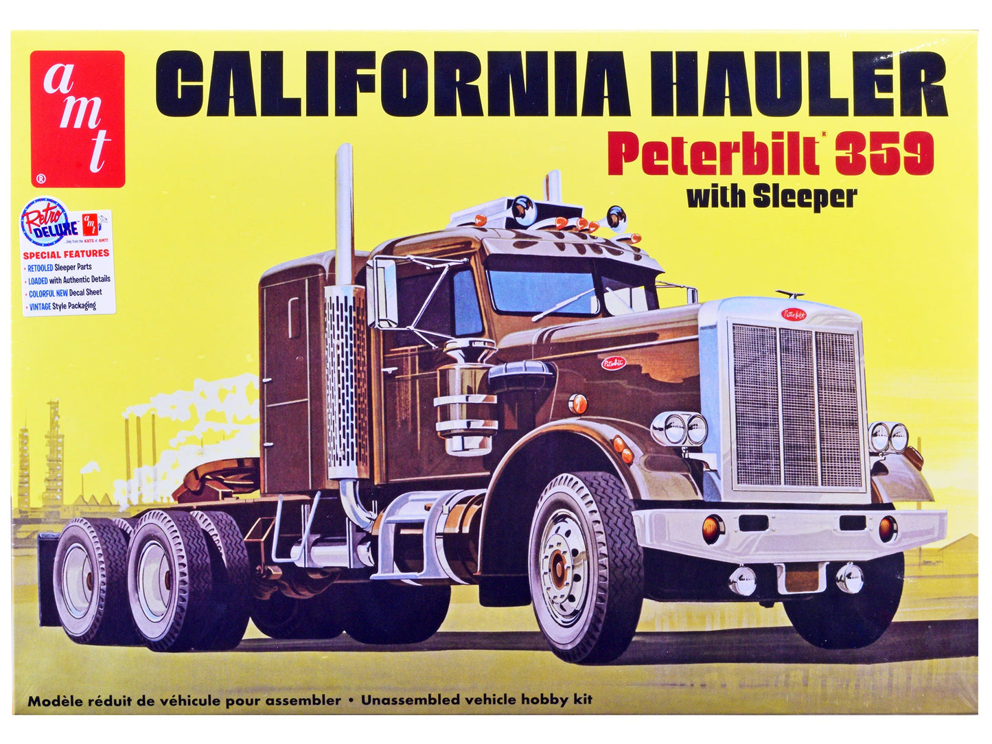 Skill 3 Model Kit Peterbilt 359 California Hauler with Sleeper Cab 1/25 Scale Model by AMT free shipping USA