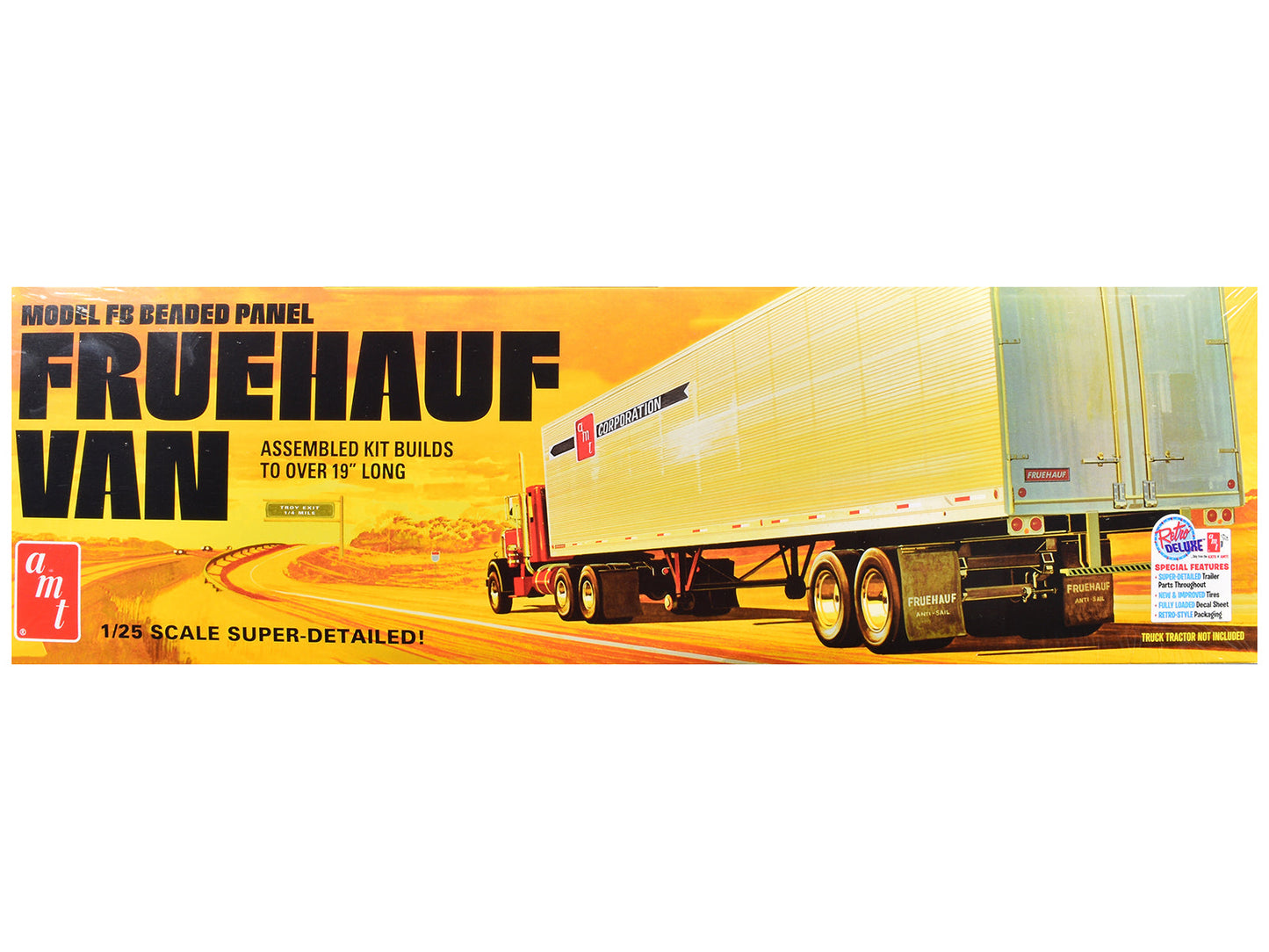Skill 3 Model Kit Fruehauf FB Beaded Panel Van Trailer 1/25 Scale Model by AMT free shipping USA