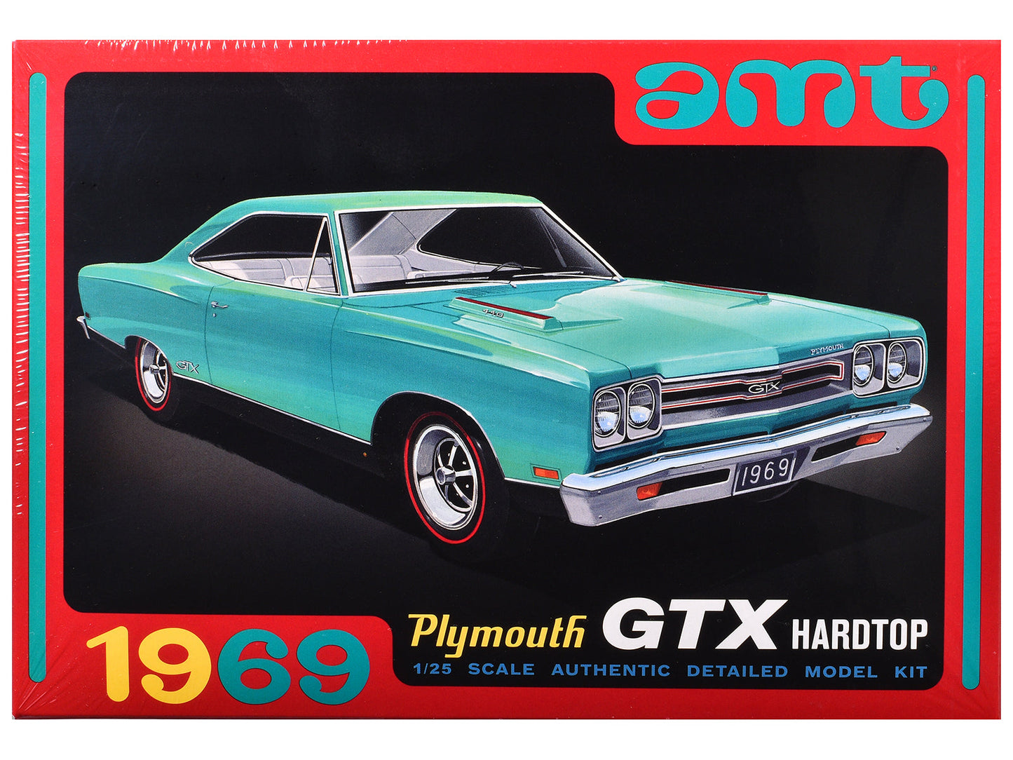 Skill 2 Model Kit 1969 Plymouth GTX Hardtop 1/25 Scale Model by AMT free shipping USA