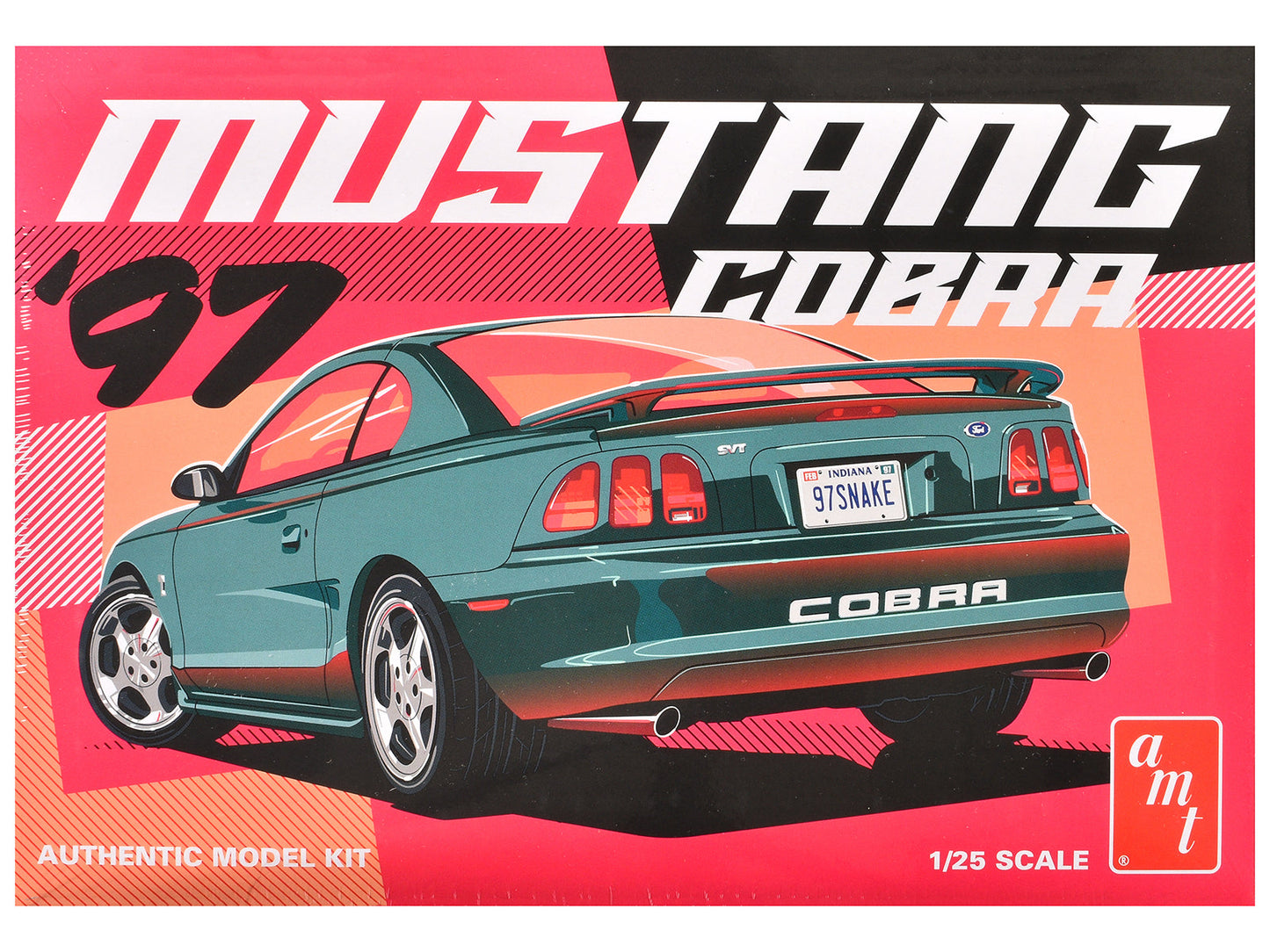 Skill 2 Model Kit 1997 Ford Mustang Cobra 1/25 Scale Model by AMT free shipping USA