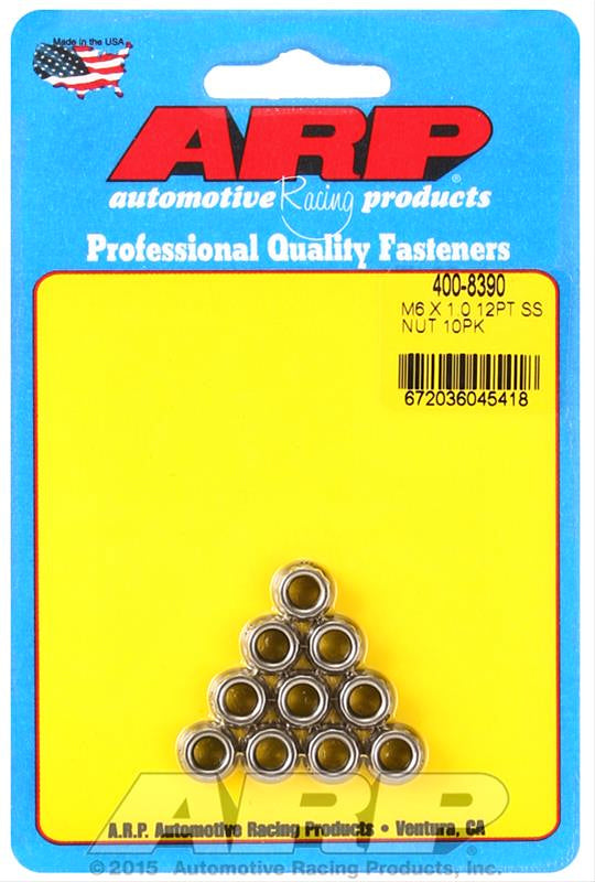 6mm x 1.00 12pt Nuts 10pk Stainless Steel - 4008390