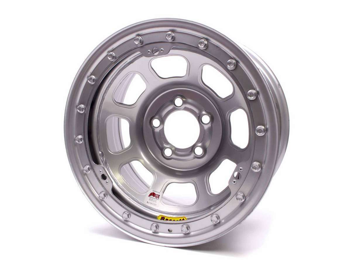 15x8 IMCA B/Lock Wheel D-Hole Silver 5x5 - 58D5475ISLK