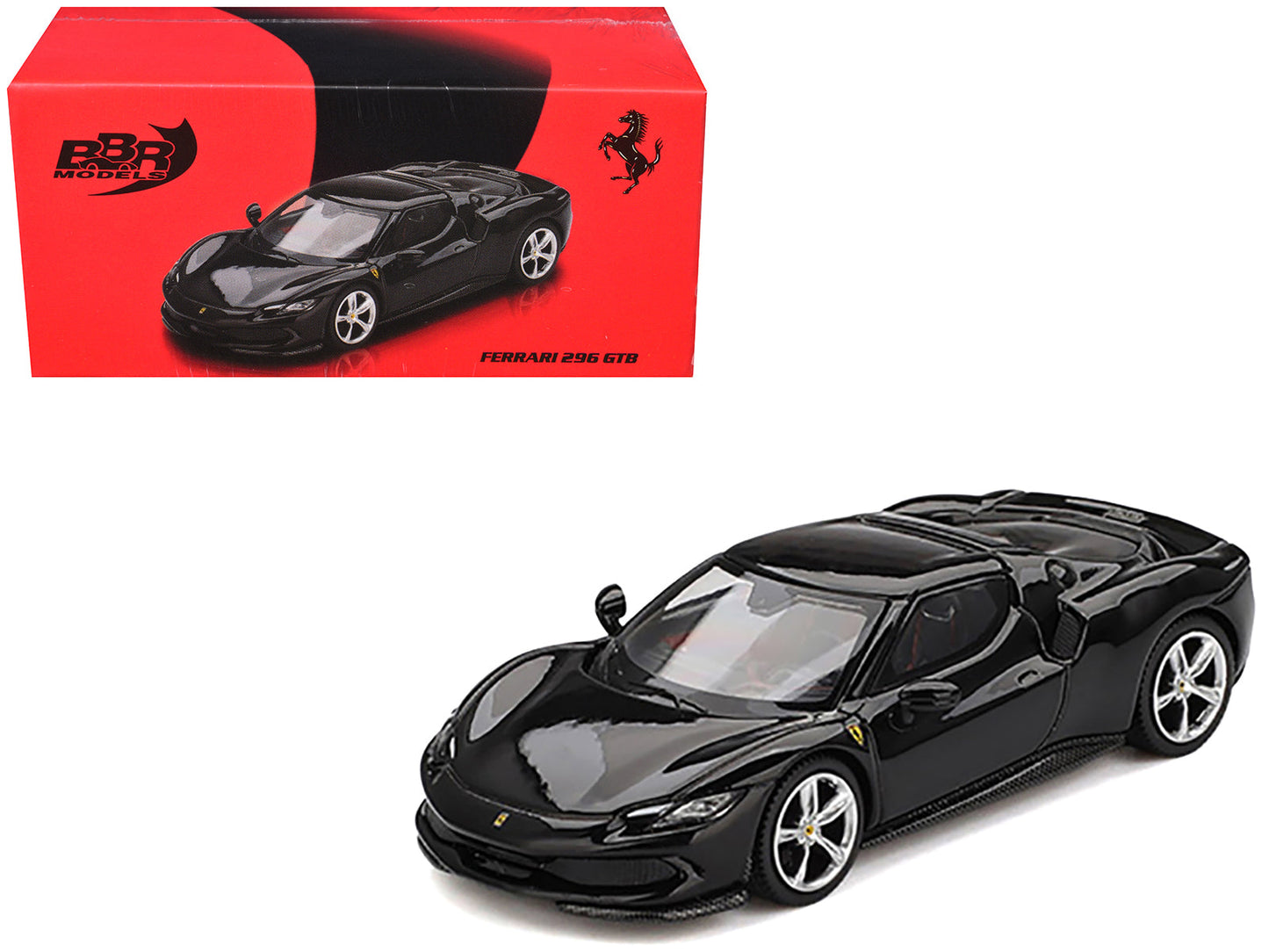 Ferrari 296 GTB Nero Daytona Black 1/64 Diecast Model Car by BBR free shipping USA