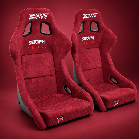 Wine Red Bull Boost Adjustable Racing Lowered Ultra Max Bucket Seat with Slider Rails