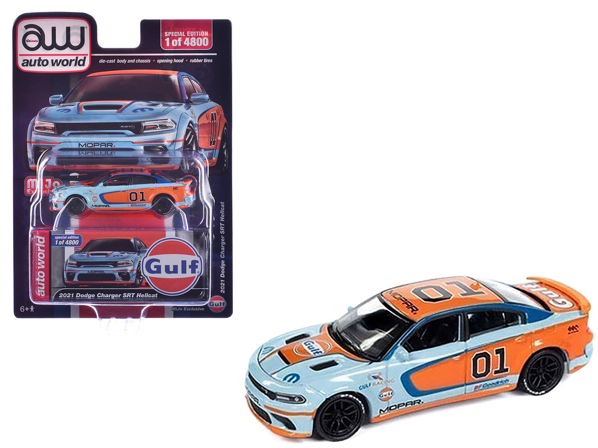 Rapid Vehicles 2021 Dodge Charger SRT Hellcat #01 "Gulf Oil-MOPAR" Light Blue and Orange Limited...