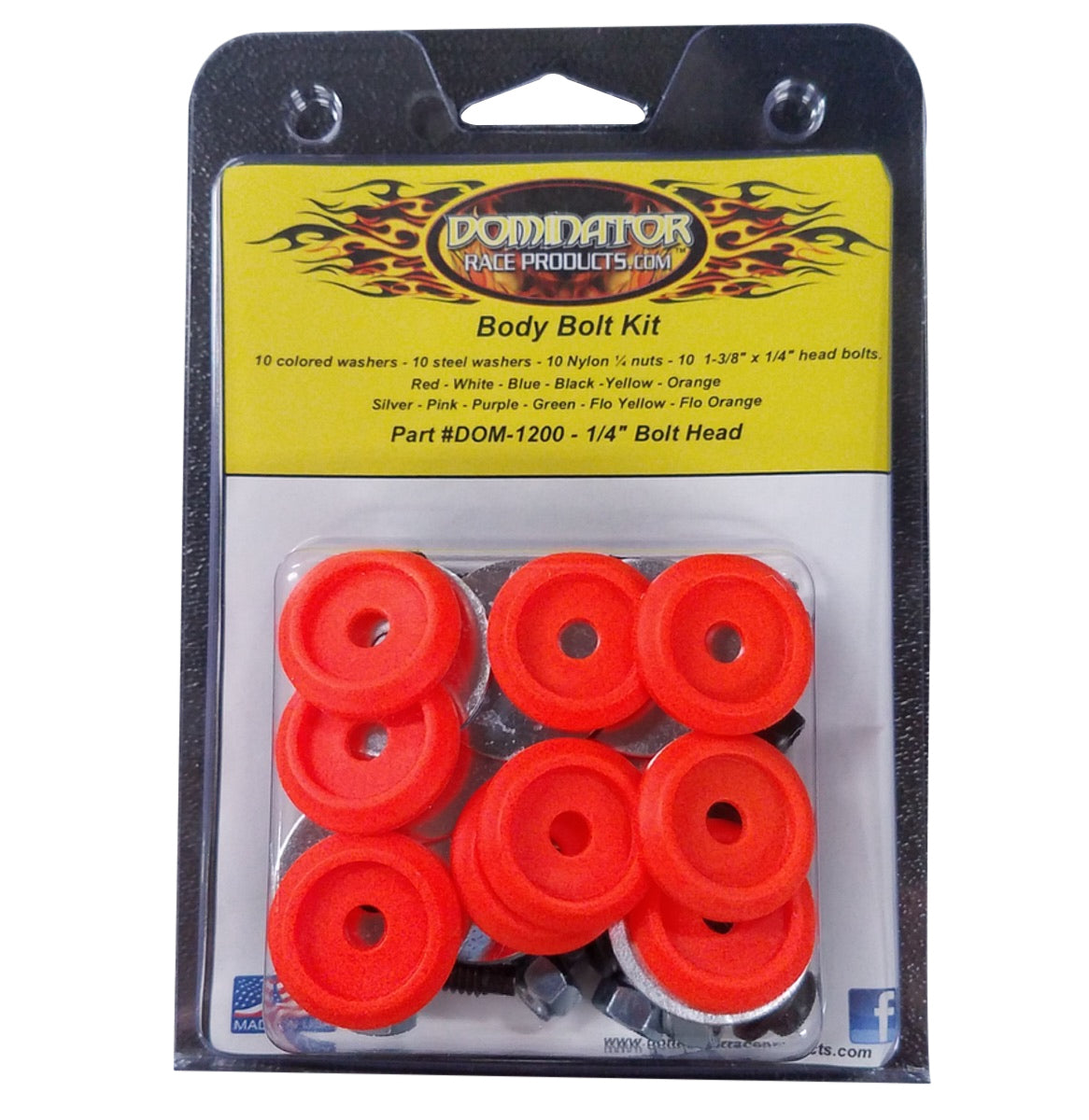 Body Bolt Kit Flou Orange Hex Head - DOM1200BFLOOR