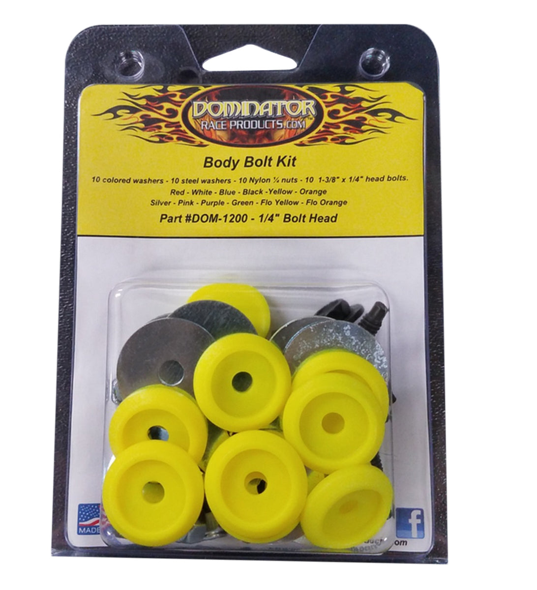 Body Bolt Kit Flou Yellow Hex Head - DOM1200BFLOYE