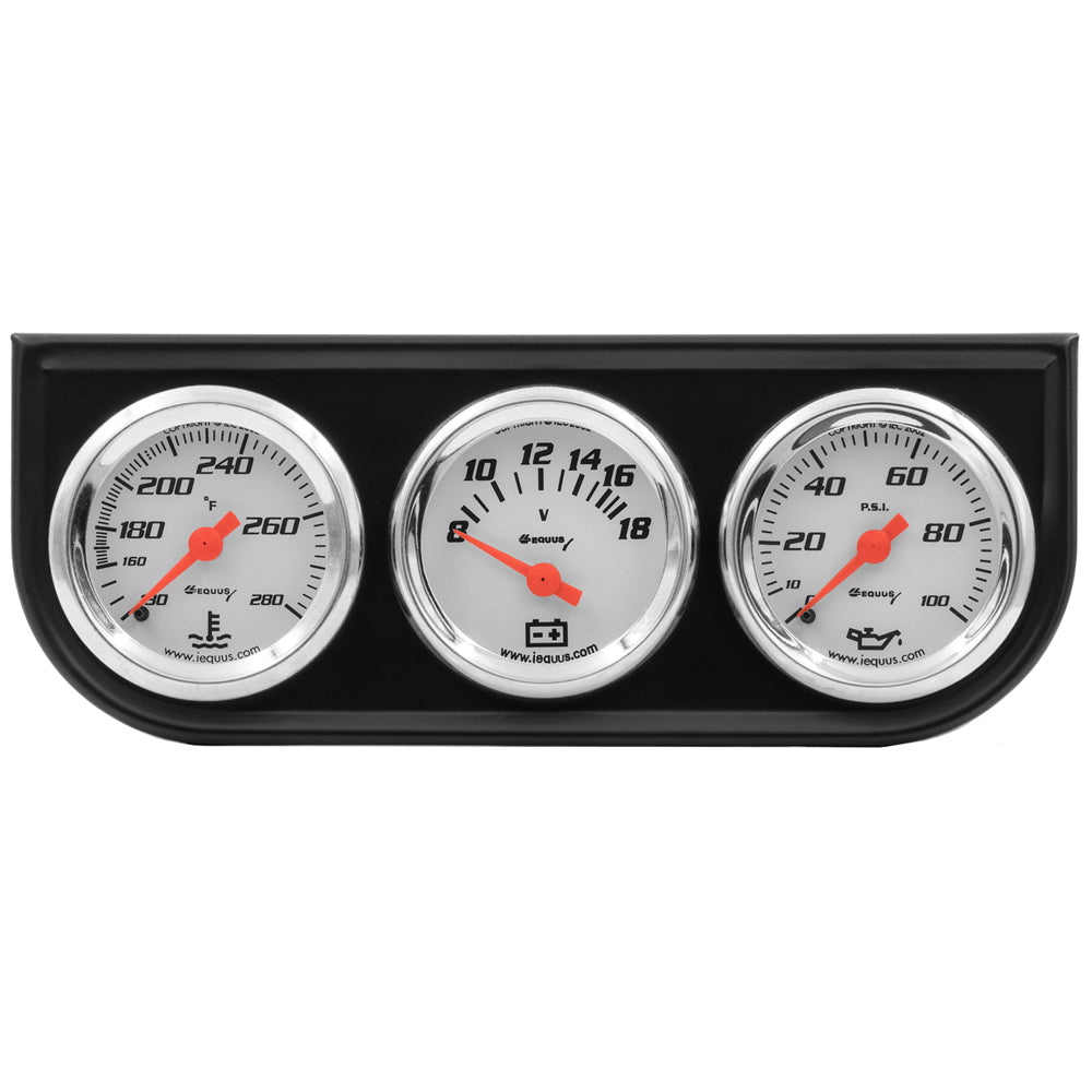 1-1/2 Dia Triple Gauge Set w/Black Panel - E5100
