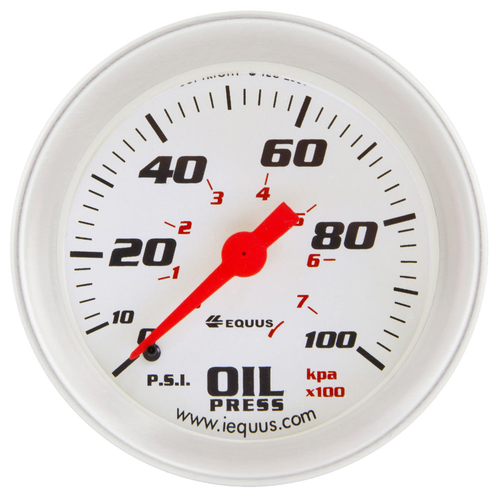 2-5/8 Dia Oil Pressure Gauge Silver 0-100psi - E8444
