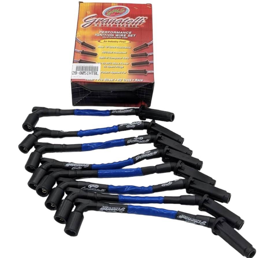 Granatelli Blue High-Temp 0-Ohm Spark Plug Wires for 2020-2024 Chevrolet Corvette 6.2L – 28-8051HTBL