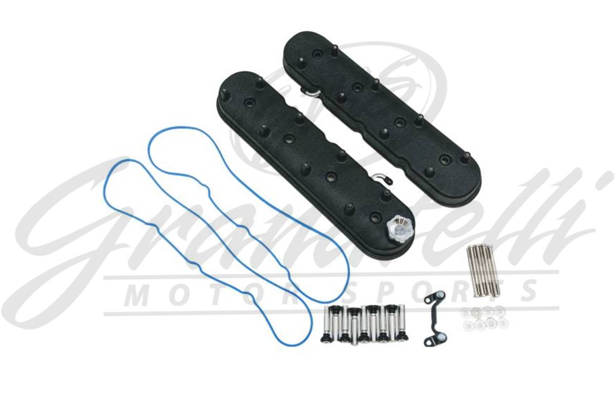 Granatelli LS Tall Valve Covers, Black Wrinkle Finish, Integral Coil Mounts, 4.8L-7.0L, Pair – 640362