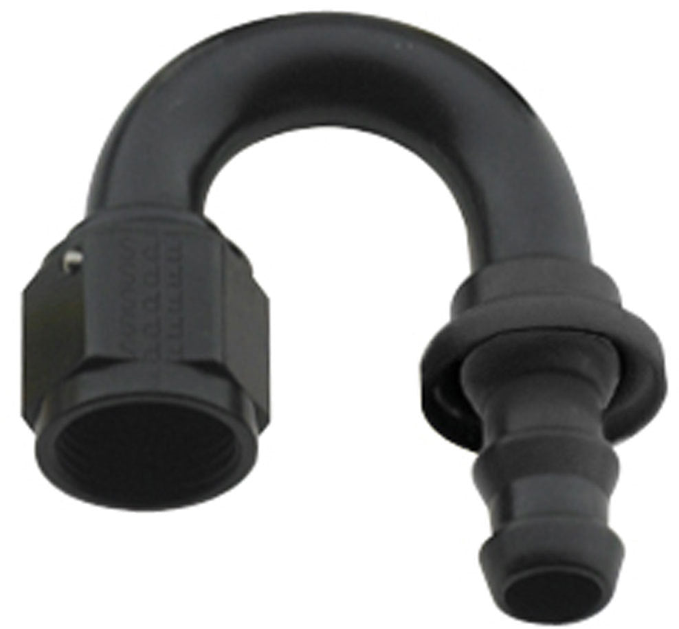 Hose Fitting #6 180 Deg Push Lock Black - 218006BL