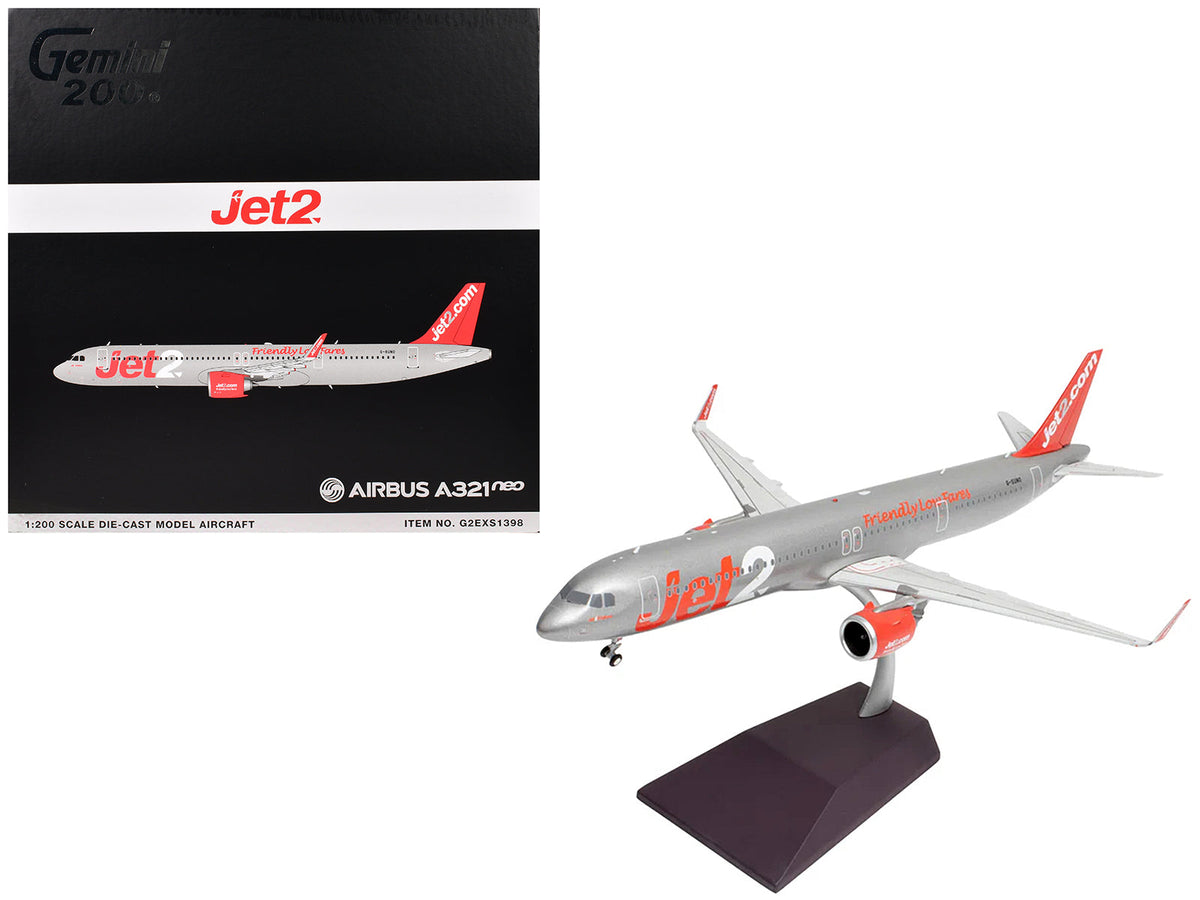 Rapid Vehicles Airbus A321neo Commercial Aircraft "Jet2" (G-SUNO) Silver with Red Tail "Gemini...