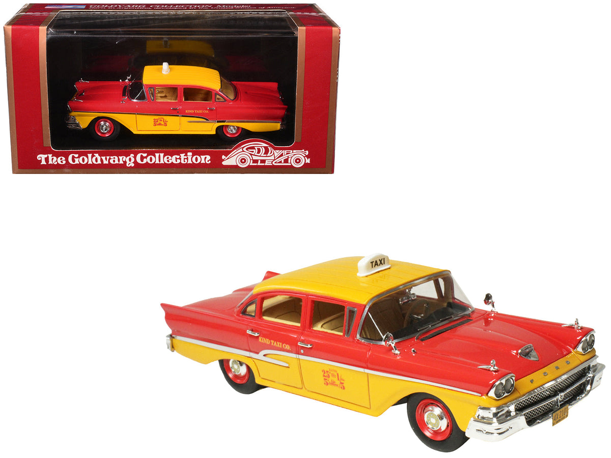 Rapid Vehicles 1958 Ford Custom 300 Taxi Cab "Kind Taxi Co." Red and Yellow with Yellow Interior...