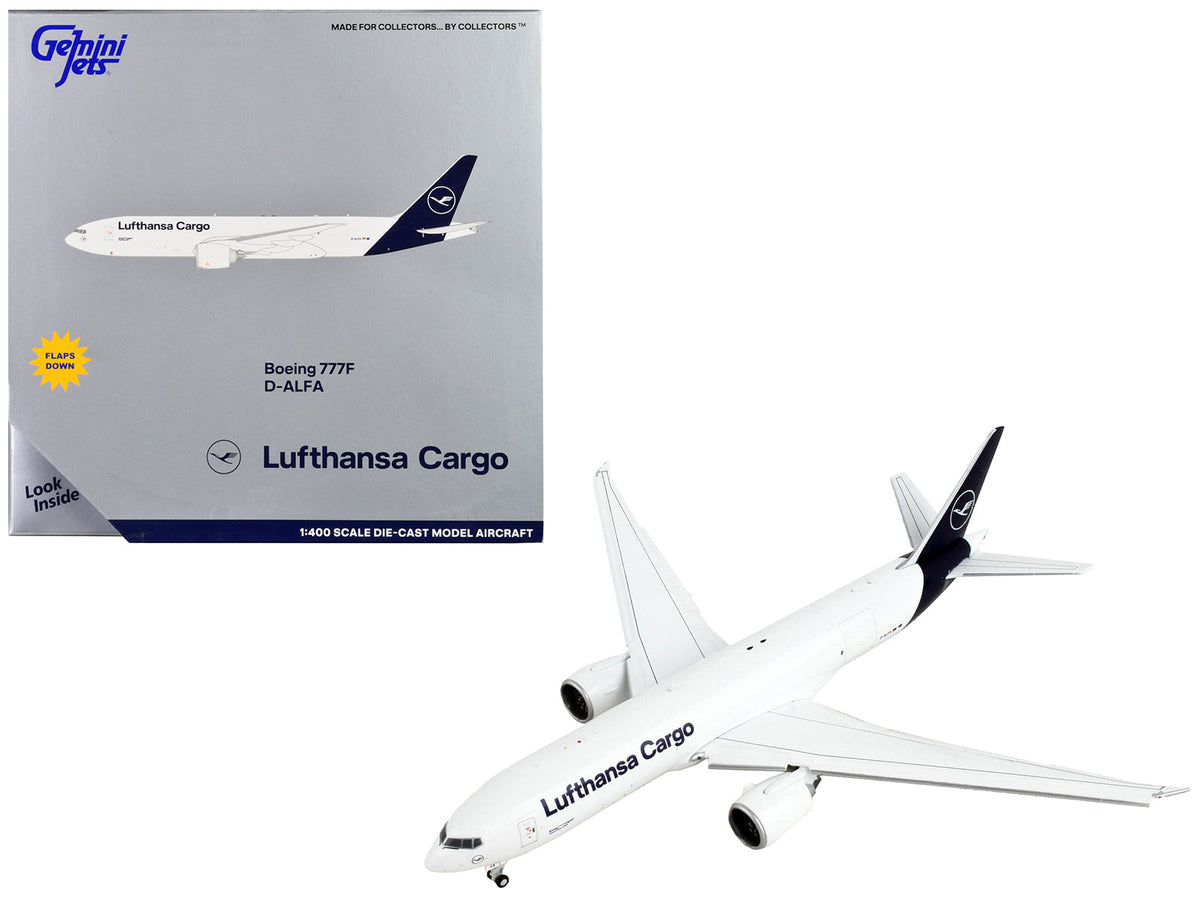 Rapid Vehicles Boeing 777F Commercial Aircraft with Flaps Down "Lufthansa Cargo" White with Dark...