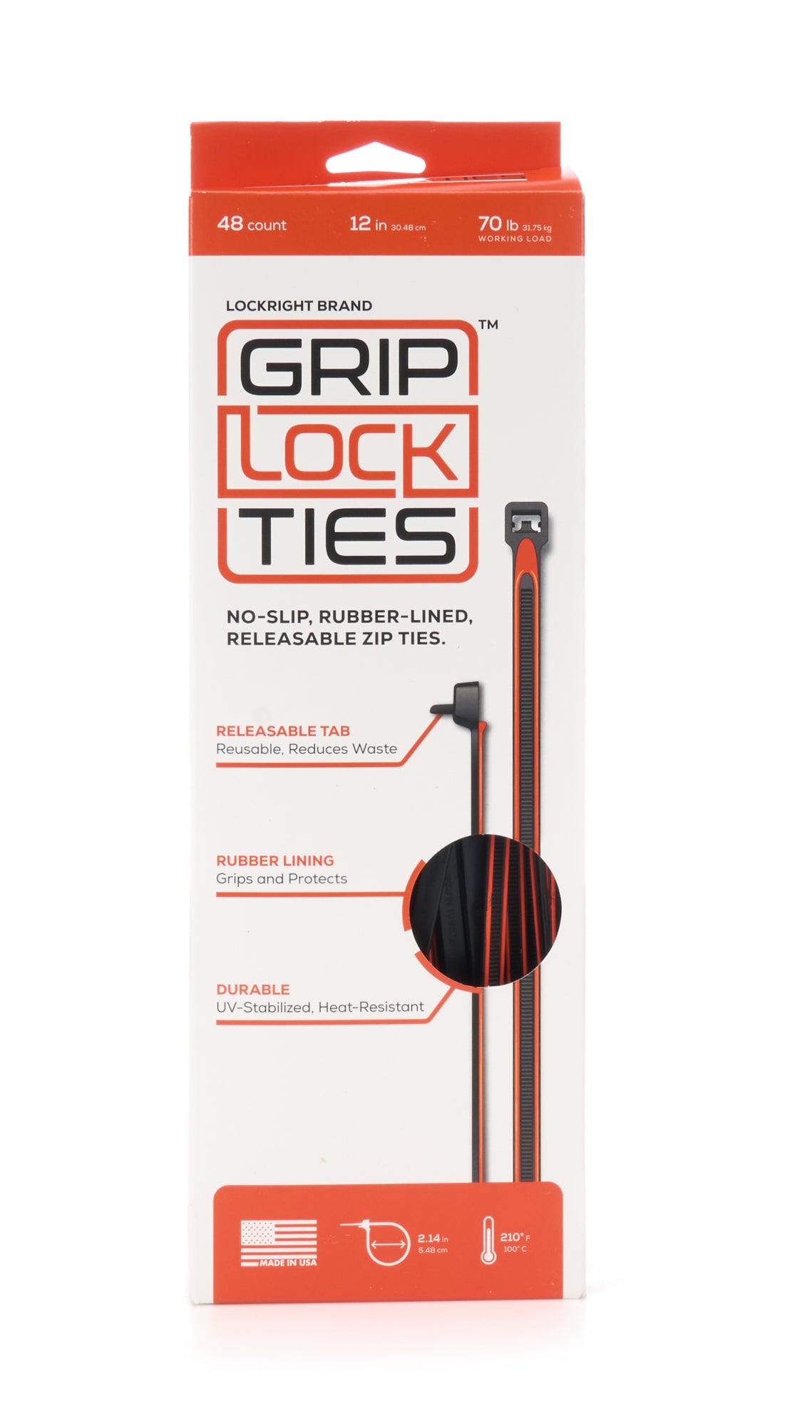 Zip Ties 12in Releasable Black / Orange 48pk - G12BKOGX48