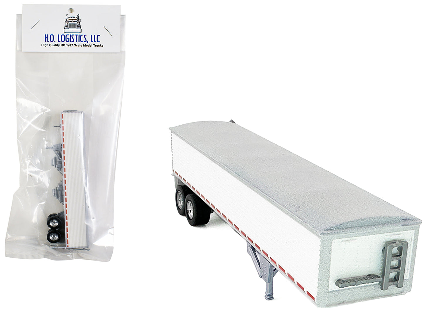 Covered Grain Trailer White with Silver Tarp 1/87 (HO) Plastic Model Car by HO Logistics free shipping USA