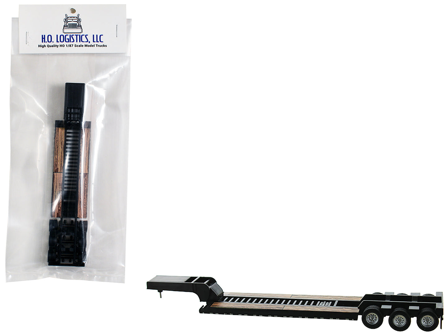 Low Boy Flatbed Trailer Black 1/87 (HO) Plastic Model Car by HO Logistics free shipping USA
