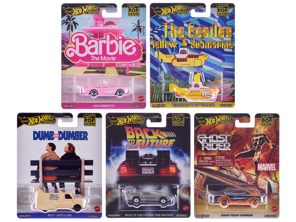 Rapid Vehicles "Pop Culture 2025" 5 piece Set H "Premium Series" Diecast Model Cars by Hot Wheels...
