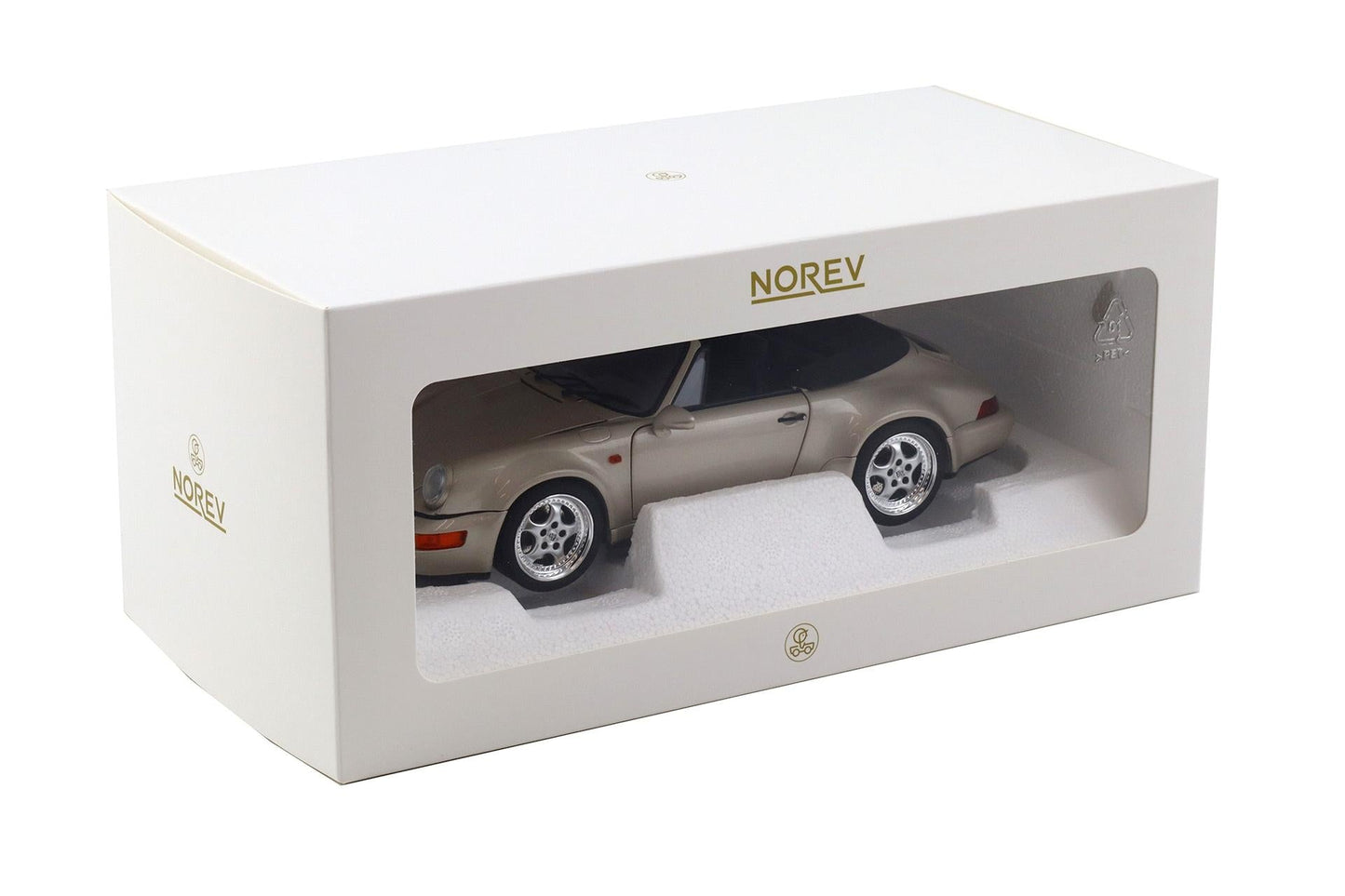Norev 1992 Porsche 911 964 Carrera Turbo Look Cabriolet Zermatt Silver Metallic 1:18