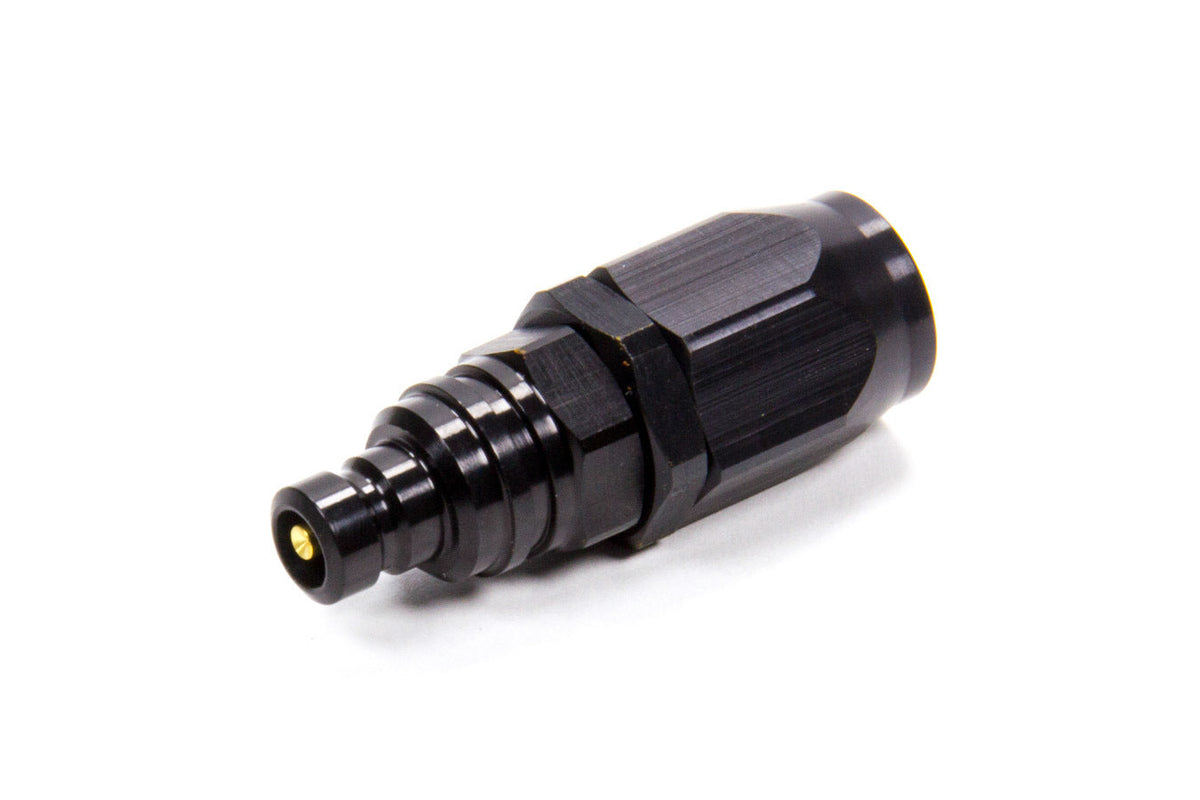 Q/R #6 Str Hose End Plug Valved Black - 22606J