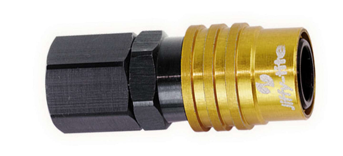 Q/R Female 1/2 NPT #8 Socket Valved Gold/Black - 51708