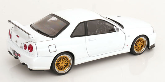 STM Diecast KK Scale 2001 Nissan Skyline GT-R R34 V-Spec II w/ Gold BBS White 1:12 - View 2
