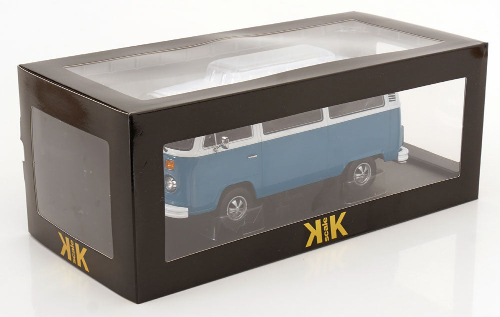 STM Diecast KK Scale 1972 Volkswagen T2b Minibus (Fuchs Wheels) Blue & White 1:18 - View 6