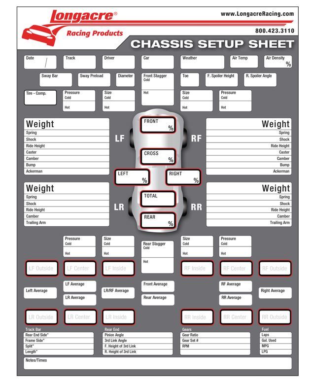Chassis Set Up/Tire Sheet - 5222528