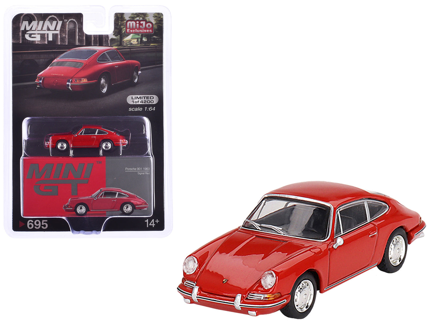 1963 Porsche 901 Signal Red Limited Edition to 4200 pieces Worldwide 1/64 Diecast Model Car by Mini GT free shipping USA