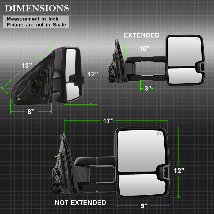SPYDER xTune Chevy Silverado 14-16 Heated Smoke LED Signal Telescoping Mirrors MIR-CSIL14S-G2-PWH-SM-SET 9936739