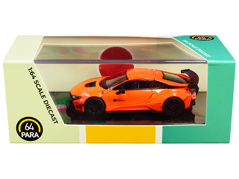 BMW i8 Liberty Walk Orange 1/64 Diecast Model Car by Paragon free shipping USA