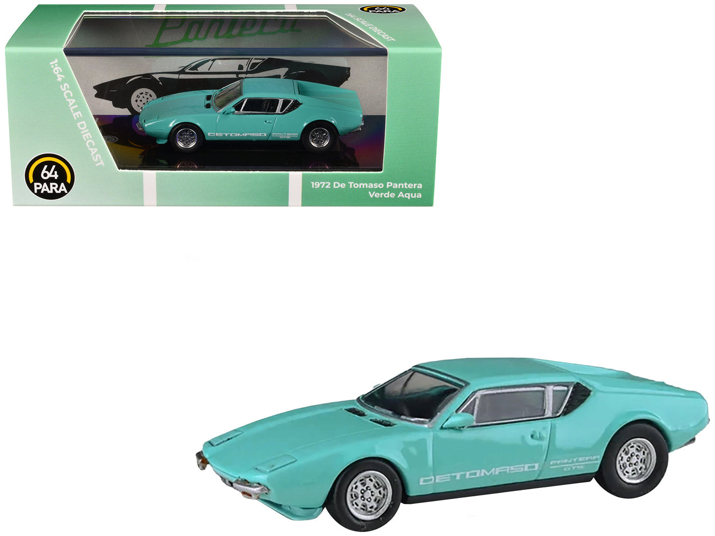 1972 De Tomaso Pantera Verde Aqua 1/64 Diecast Model Car by Paragon Models free shipping USA