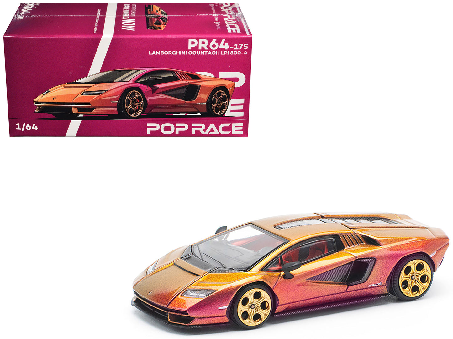 Lamborghini Countach LPI 800-4 Blu Hal Metallic 1/64 Diecast Model Car by Pop Race free shipping USA