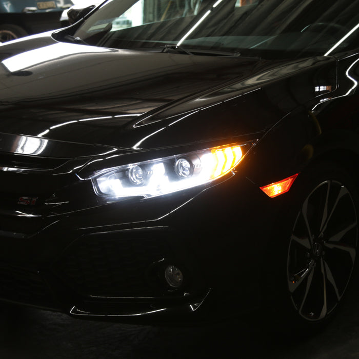SPYDER Honda Civic 16-20 LED Model High-Power LED Module Headlights - Black (PRO-YD-HC16LEDAP-SEQGR-BK) 5088932